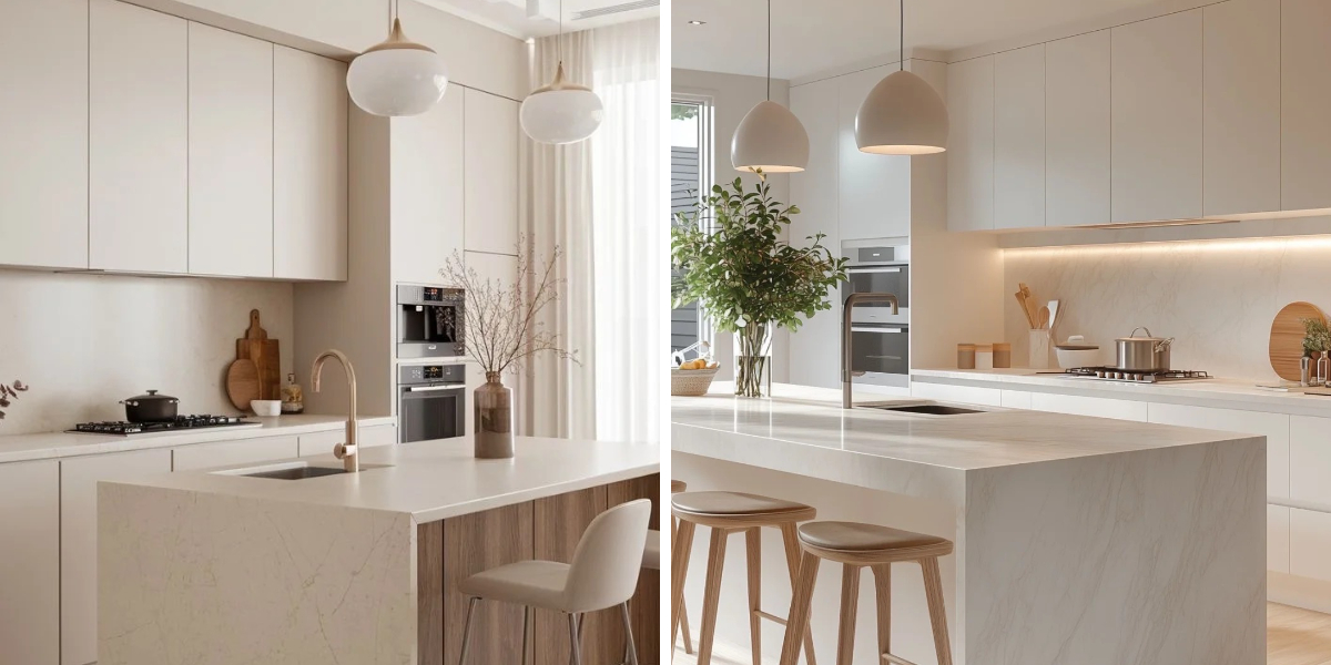 Desain interior dapur putih bergaya shaker modern Desain interior dapur putih bergaya shaker modern