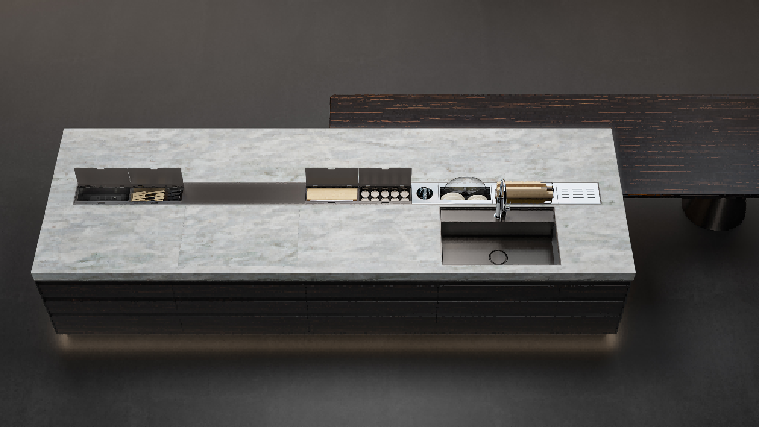 Custom kitchen island storage solution with ergonomic design for luxury home culinary projects