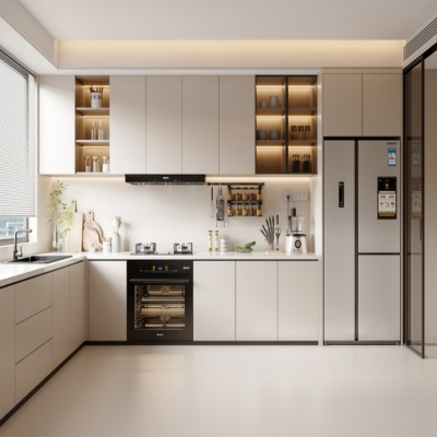 المطبخ الأبيض اللامع