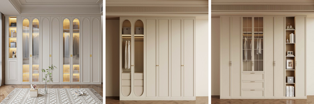 Белый и зеркальный шкаф