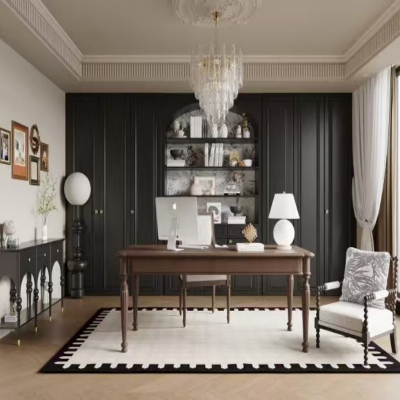 Черный книжный шкаф с дверцами