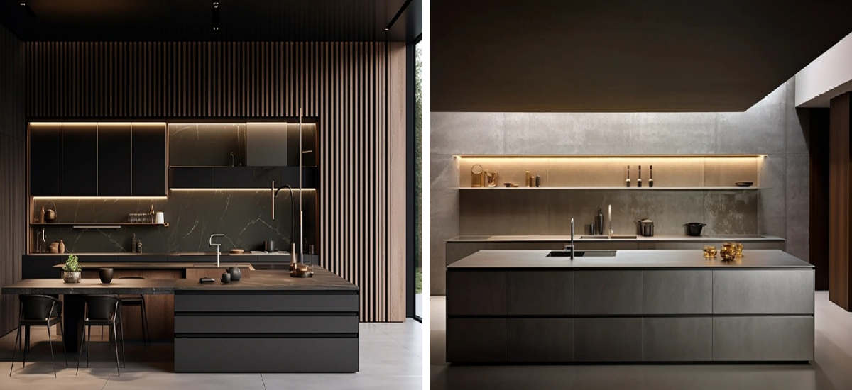 Cuisine en bois foncé