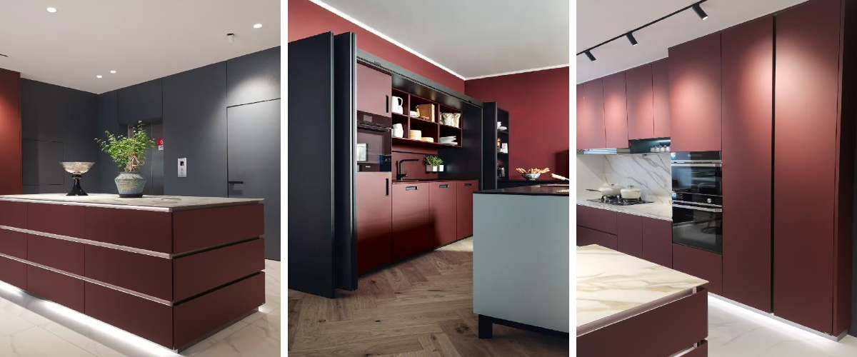 Armoires de cuisine laquées rouges