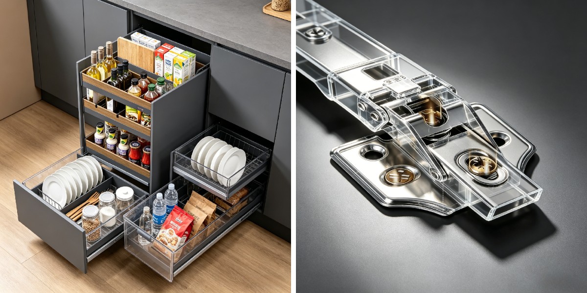 Almacenamiento de cocina gris de alta gama