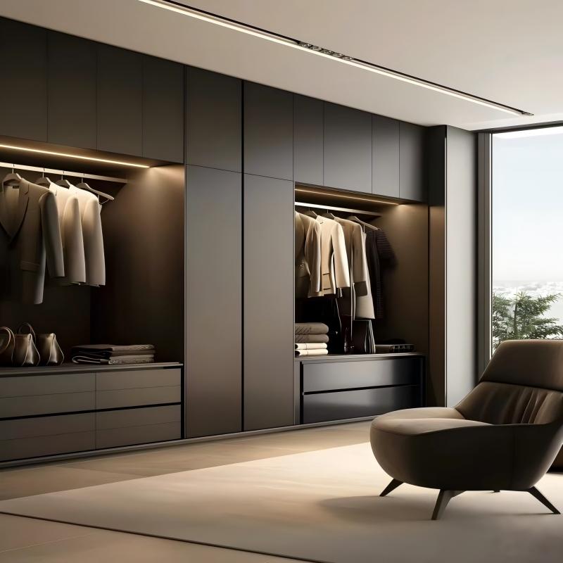 Шкаф с черной стеклянной дверью