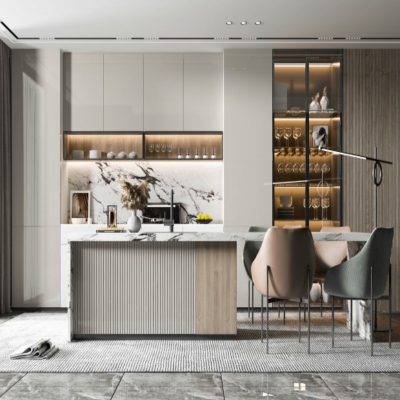 Armoires de cuisine en bois blanc