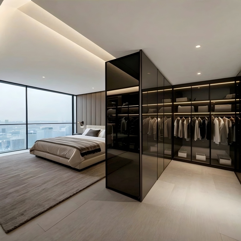 Dressing ouvert avec aménagement de rangement sur mesure