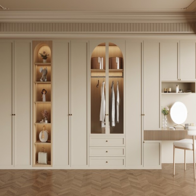 Белое туалетное зеркало с выдвижными ящиками