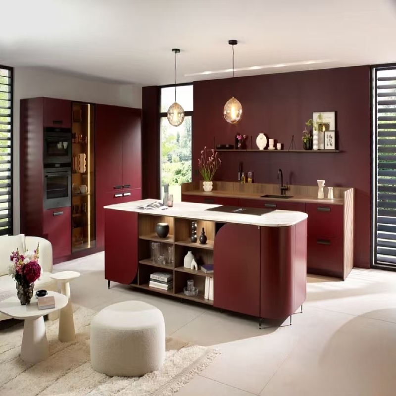 Armoires de cuisine rouges modernes