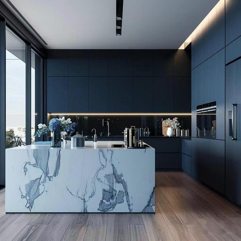 Armoires de cuisine bleues modernes