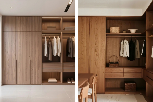 Armoire moderne en grain de bois aux tons clairs Armoire moderne en grain de bois aux tons clairs