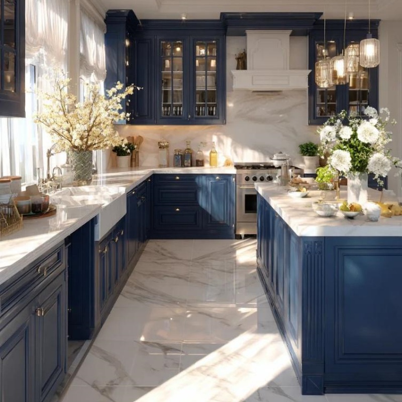 गहरा नीला रसोईघर