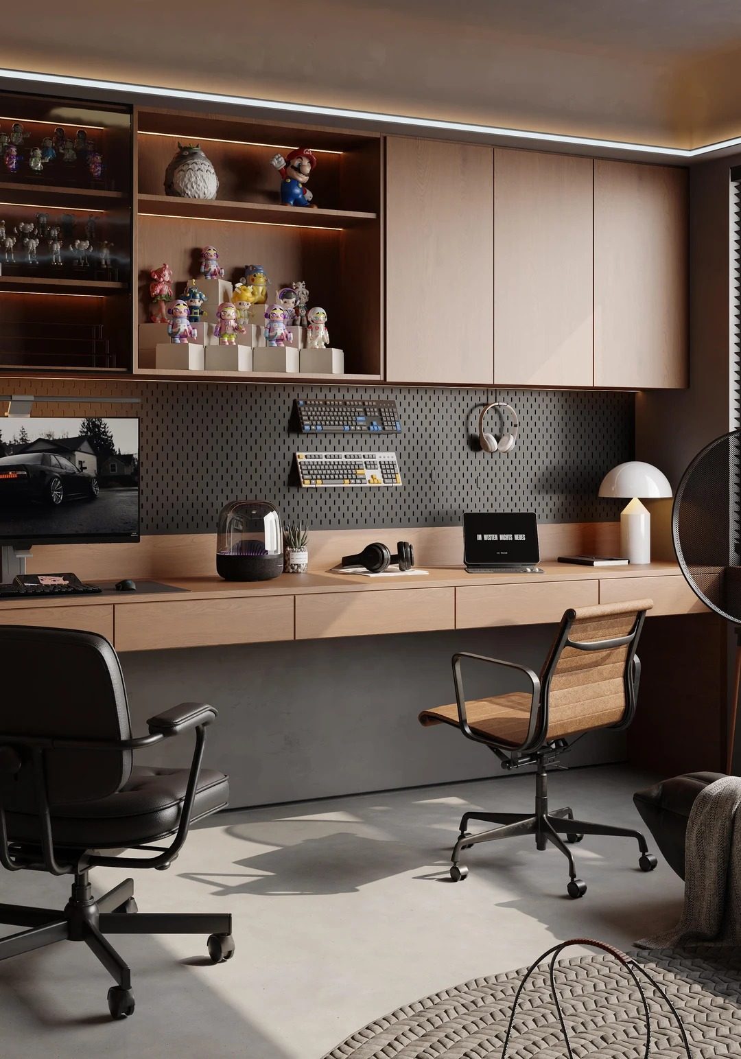 Customized Study Room Design with Integrated Home Office Cabinetry