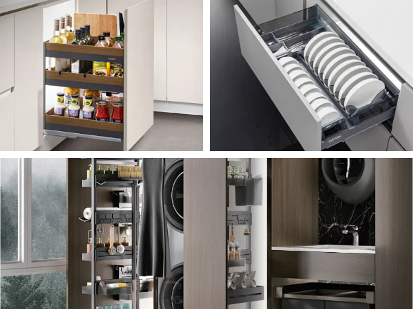 नारंगी रसोई अलमारियाँ