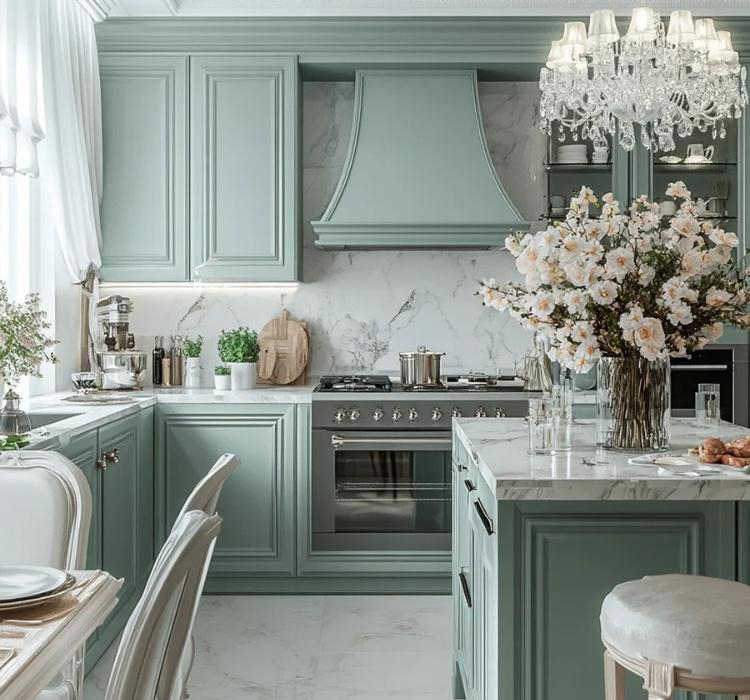 Éléments de cuisine bleus