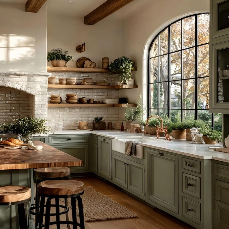 Light Sage Green Ktchen Cabinets