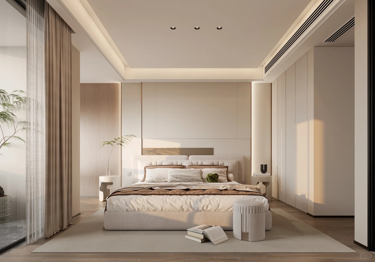 Contemporary luxury bedroom interior concepts with custom furniture and lighting