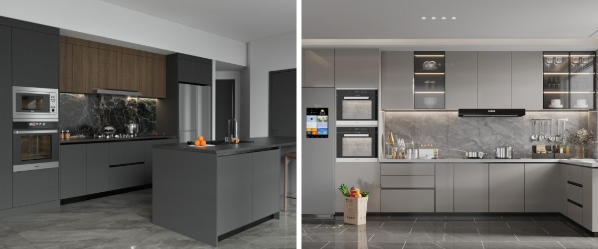 Современные безрамные кухонные шкафы Современные безрамные кухонные шкафы
