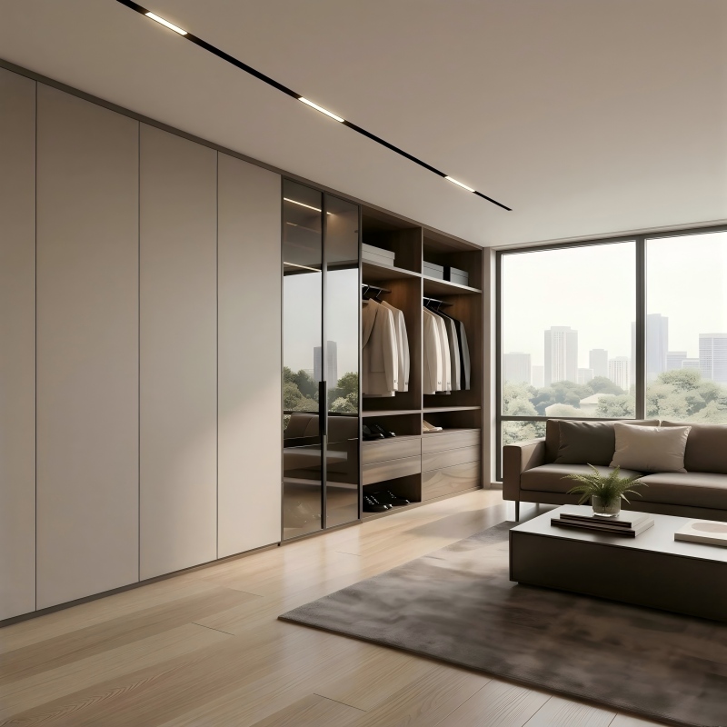 Système de dressing ouvert moderne et minimaliste pour chambre à coucher