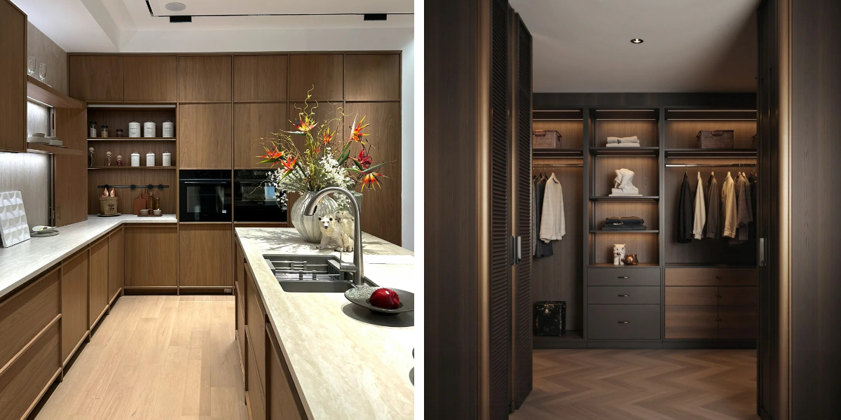 design d'armoire à grain de bois