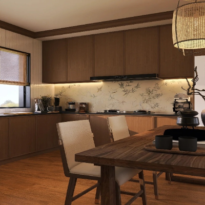 Timeless oriental kitchen cabinetry