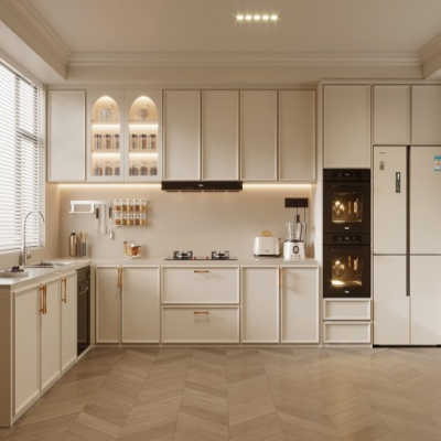 Gabinetes en blanco paloma