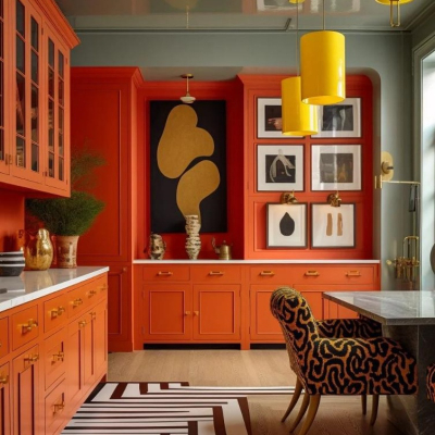 Mobili da cucina color arancione bruciato