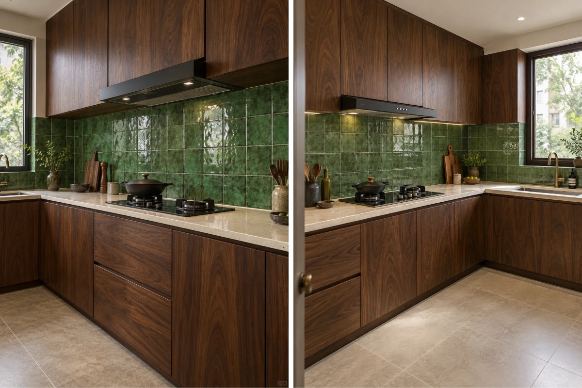 armadietti da cucina in legno scuro