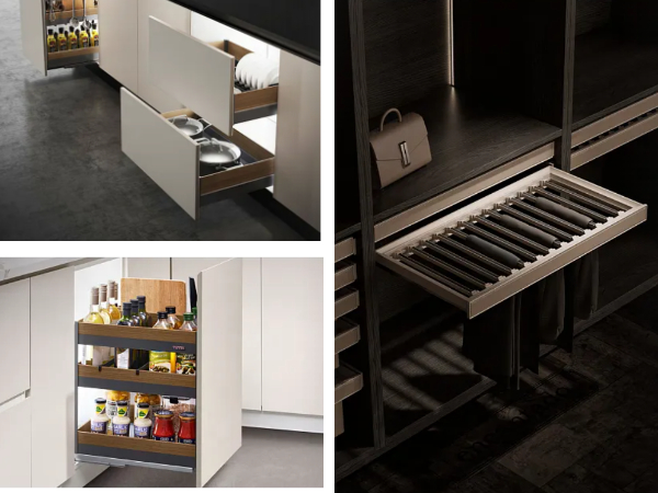 लाल रसोई अलमारियाँ