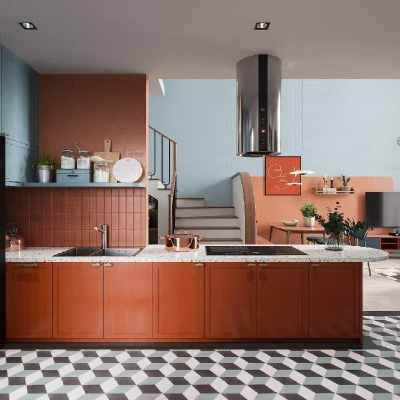 Ярко-оранжевая кухня