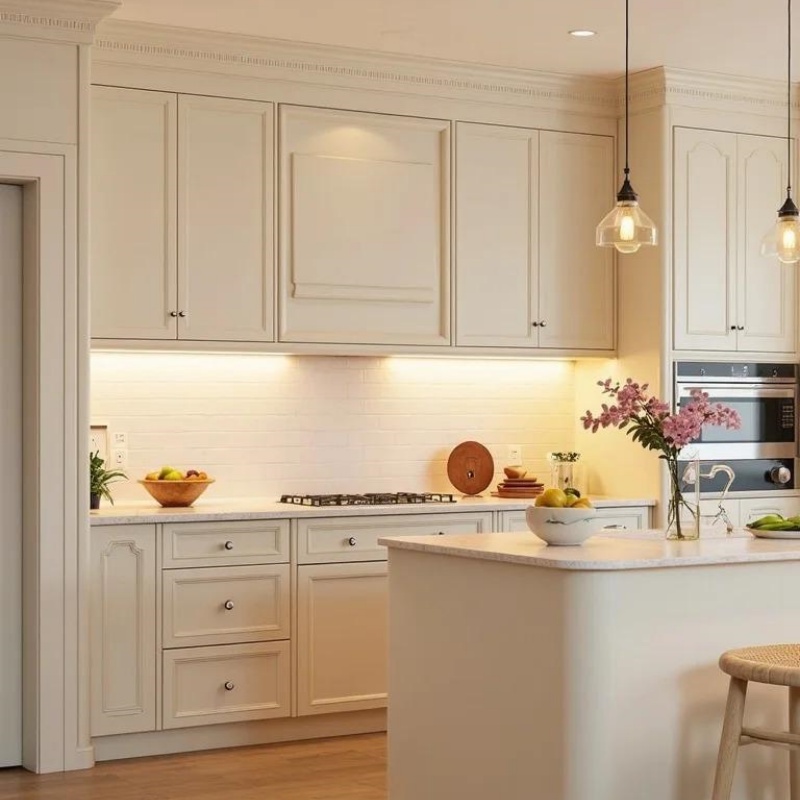 Armários de cozinha de cor bege