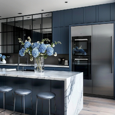 Gabinetes de cocina modernos azules